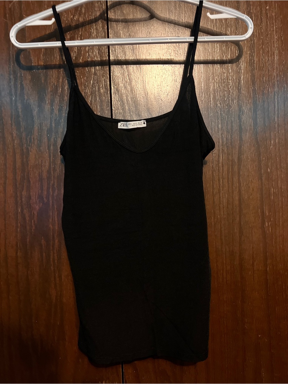 Zara Black Ribbed Scoop Neck Tank